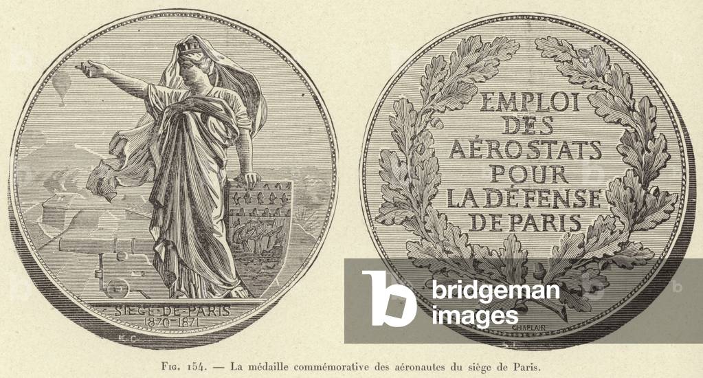 La medaille commemorative des aeronautes du siege de Paris (engraving)