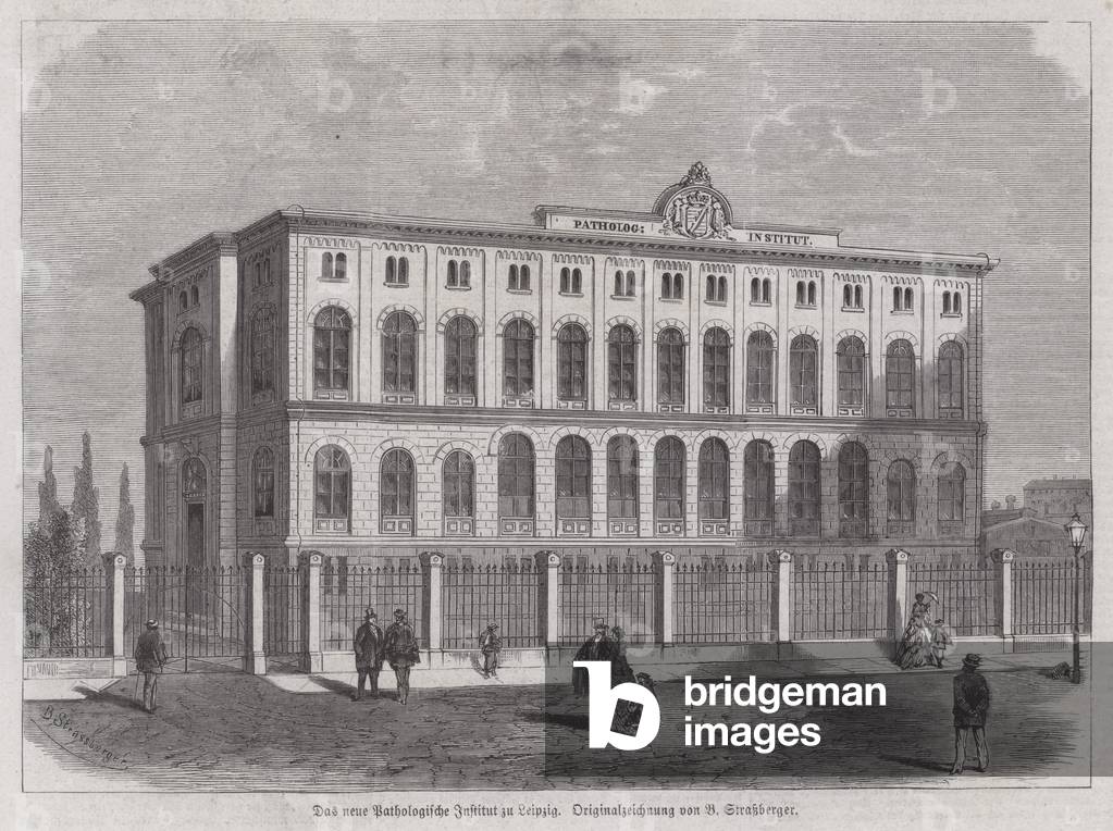 New Institute of Pathology, Leipzig, Germany (engraving)