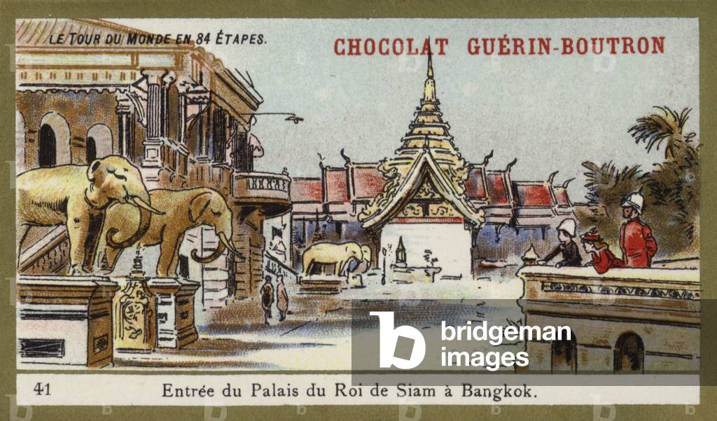 Entrance of the palace of the King of Siam in Bangkok (chromolitho)