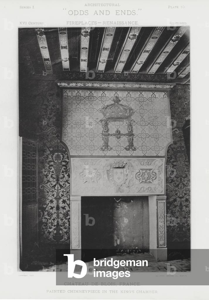Fireplace: Chateau De Blois, France (b/w photo)