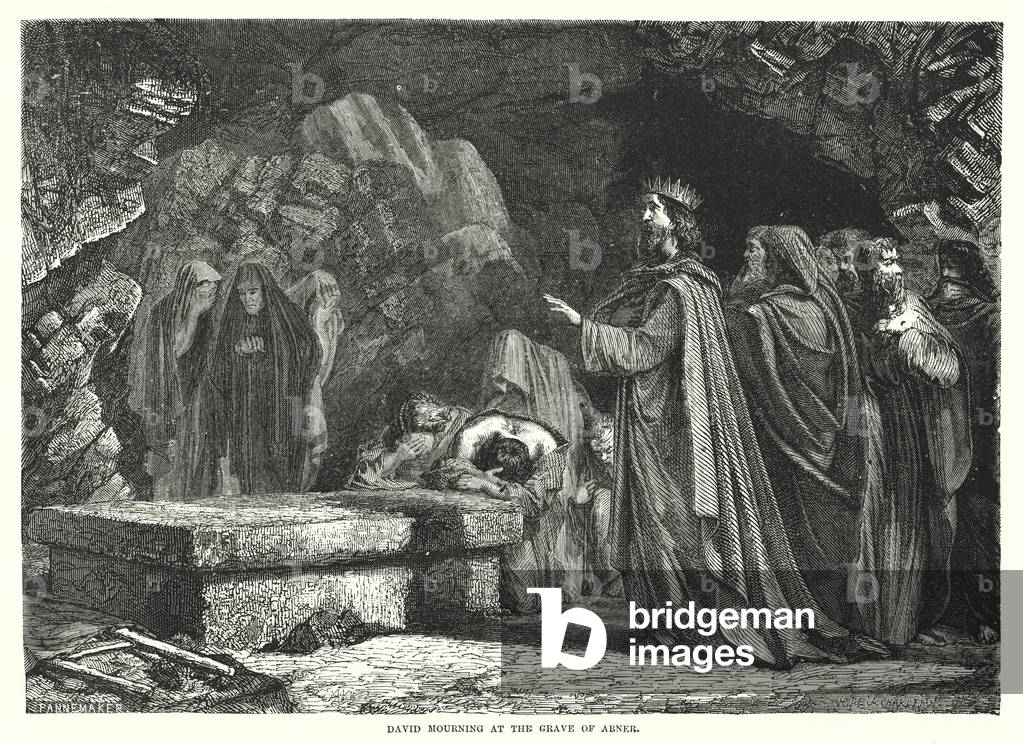 David mourning at the Grave of Abner (engraving)
