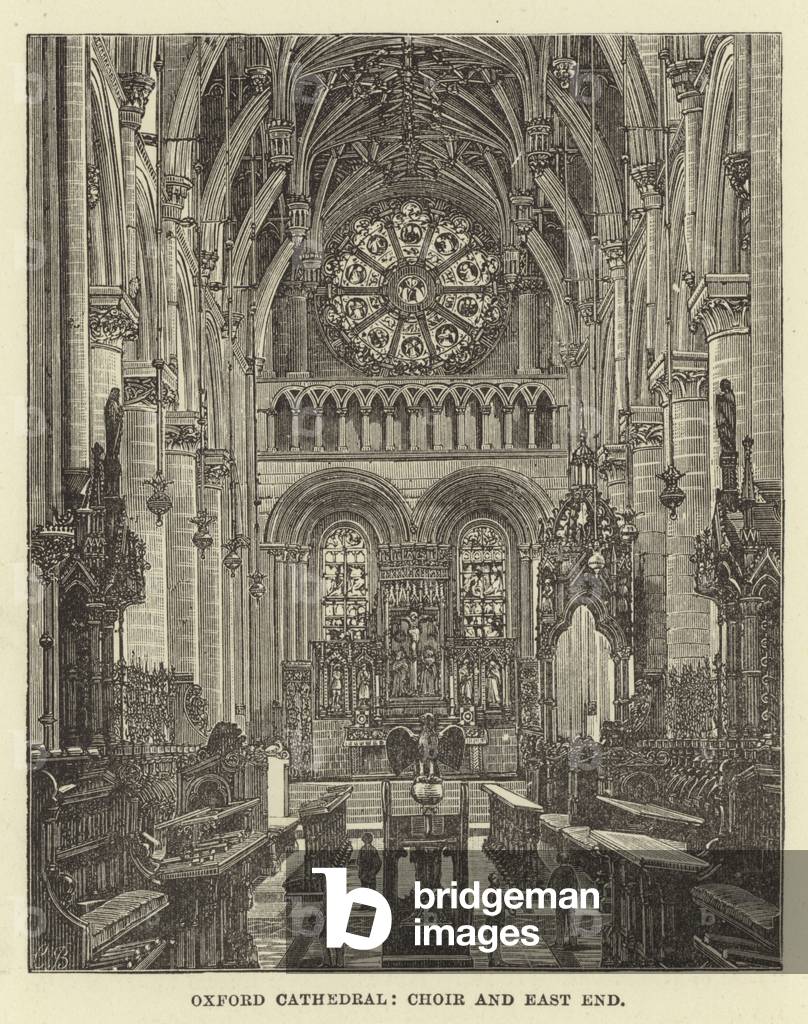 Oxford Cathedral, choir and east end (engraving)