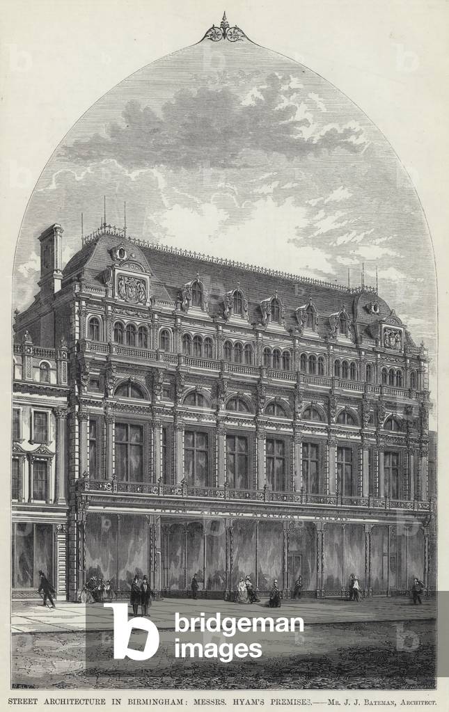 Street Architecture in Birmingham, Messrs Hyam's Premises (engraving)