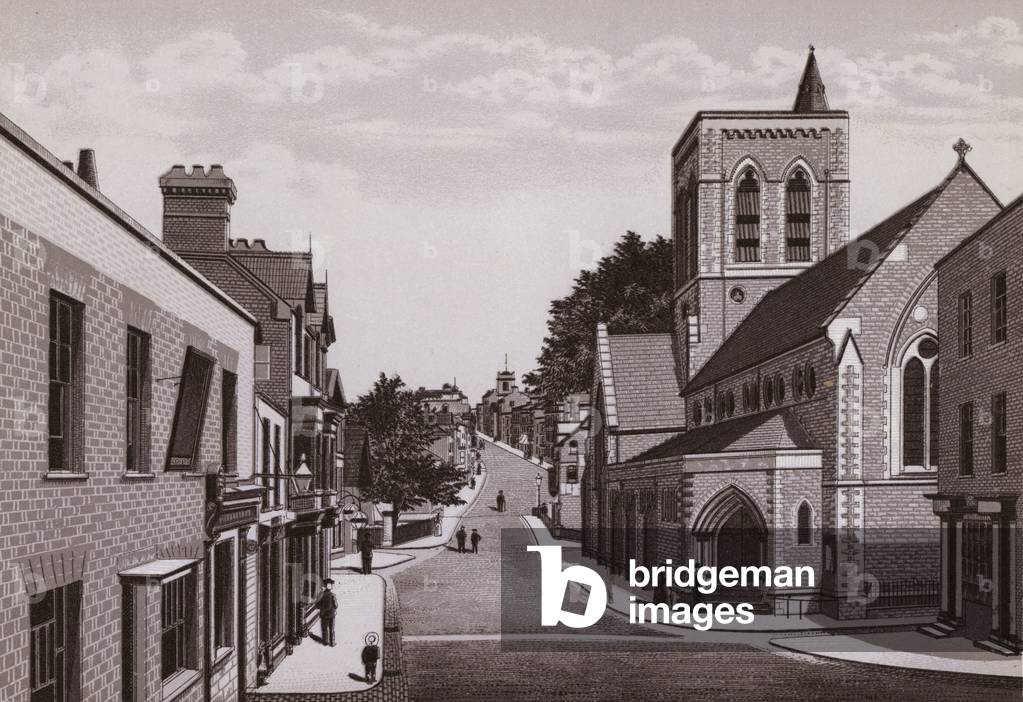 Lower High Street and St Nicholas Church (litho)