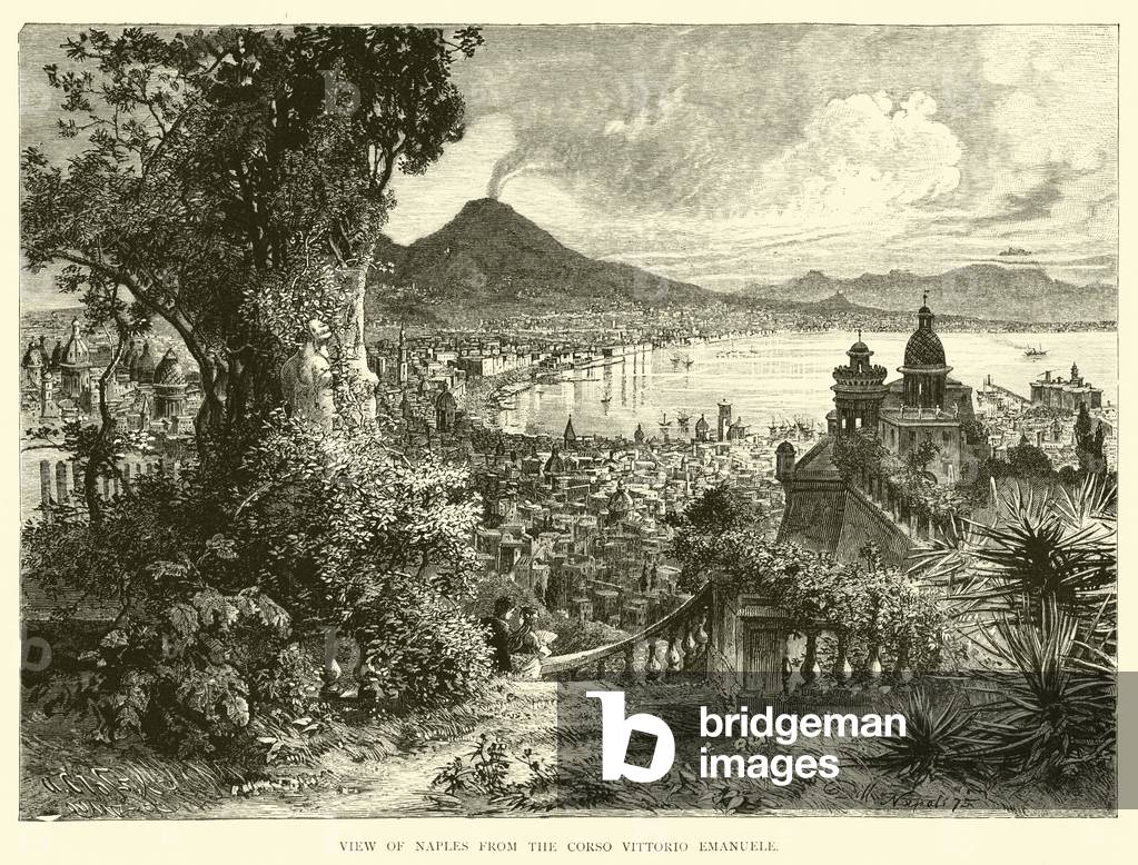 View of Naples from the Corso Vittorio Emanuele (engraving)