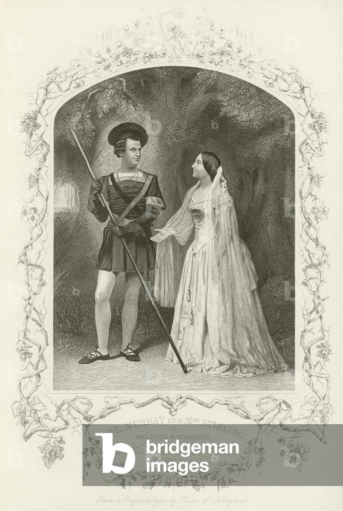 Mr L Murray and Mrs Stirling as Orlando and Rosalind, As You Like It, Act V, scene iv (engraving)