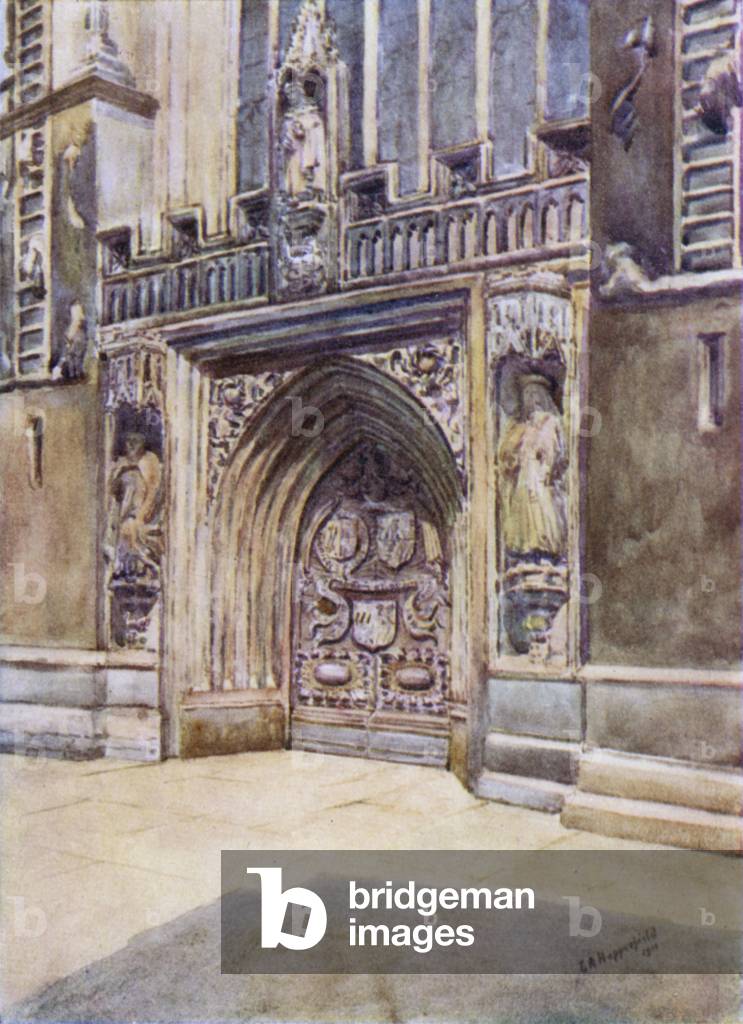 Bath Abbey, West Door (colour litho)