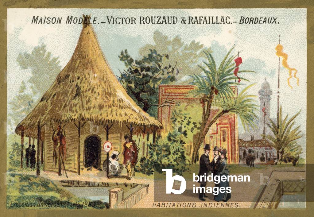 Indian dwellings, Exposition Universelle, Paris, 1889 (chromolitho)
