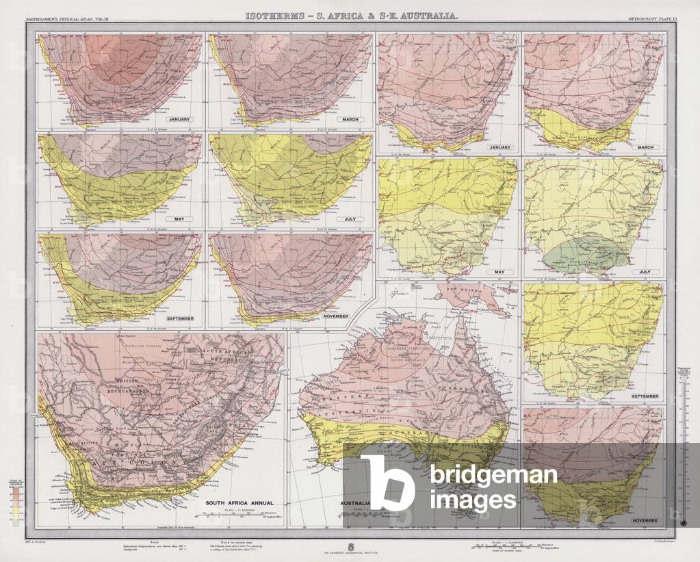 Isotherms, South Africa and South East Australia (colour litho)