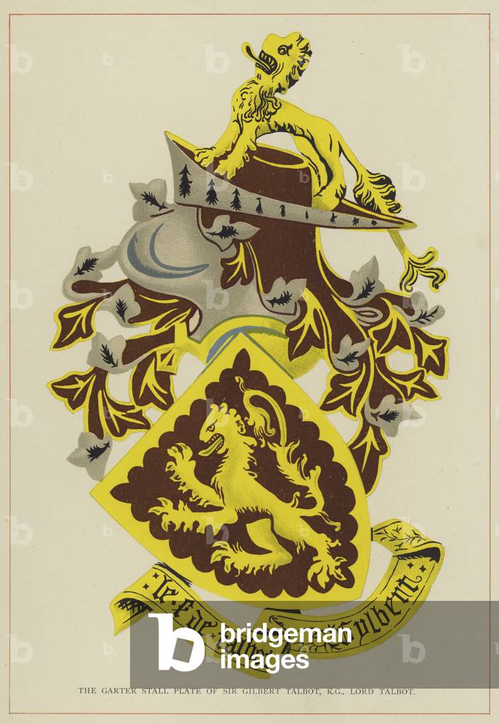 The Garter Stall Plate of Sir Gilbert Talbot, KG, Lord Talbot (colour litho)
