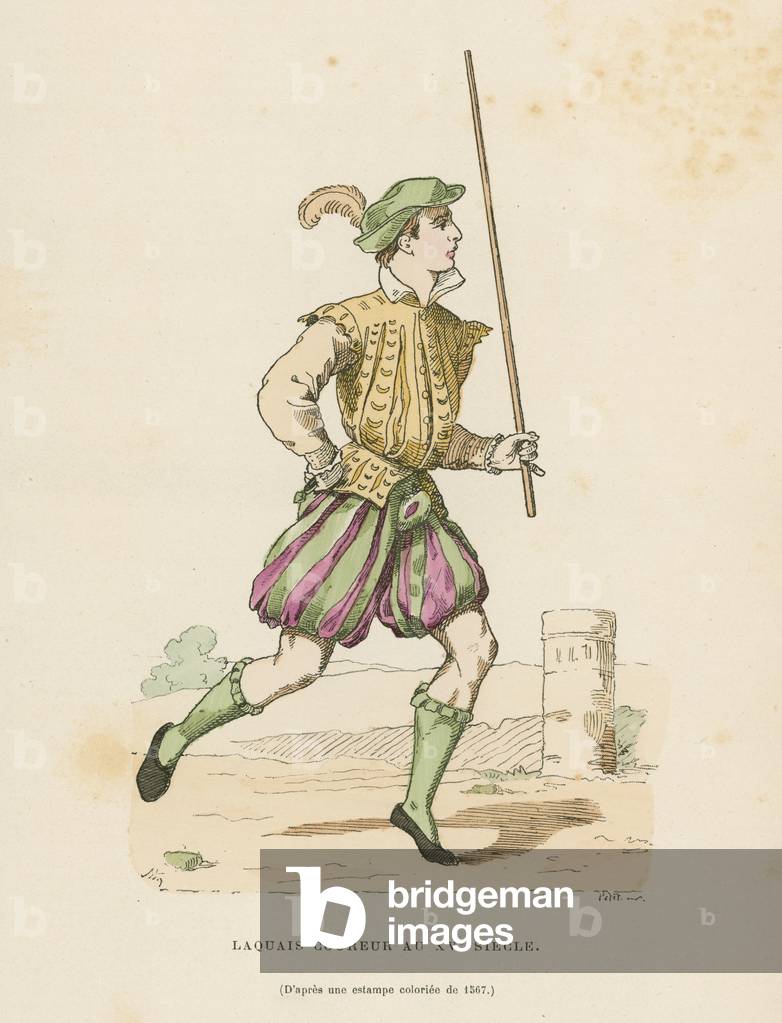 Messenger, 15th Century (coloured engraving)