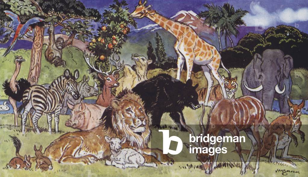 Birds and Beasts (colour litho)