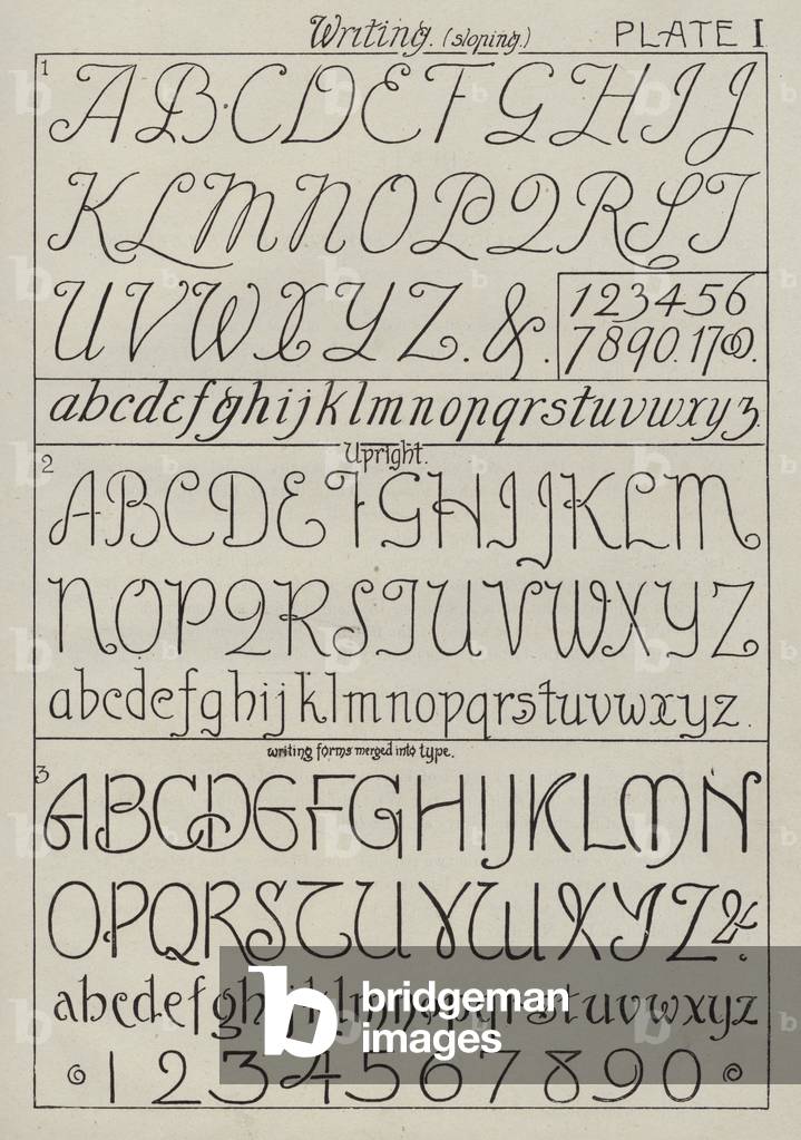 Writing, sloping (litho)