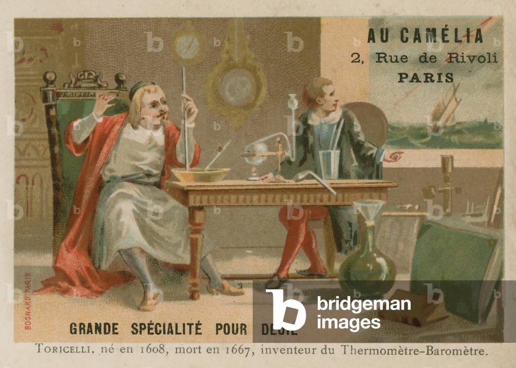 Evangelista Torricelli, Italian physicist and mathematician (chromolitho)