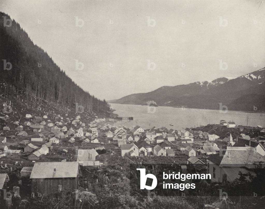 Juneau and Douglass Island, Alaska (b/w photo)