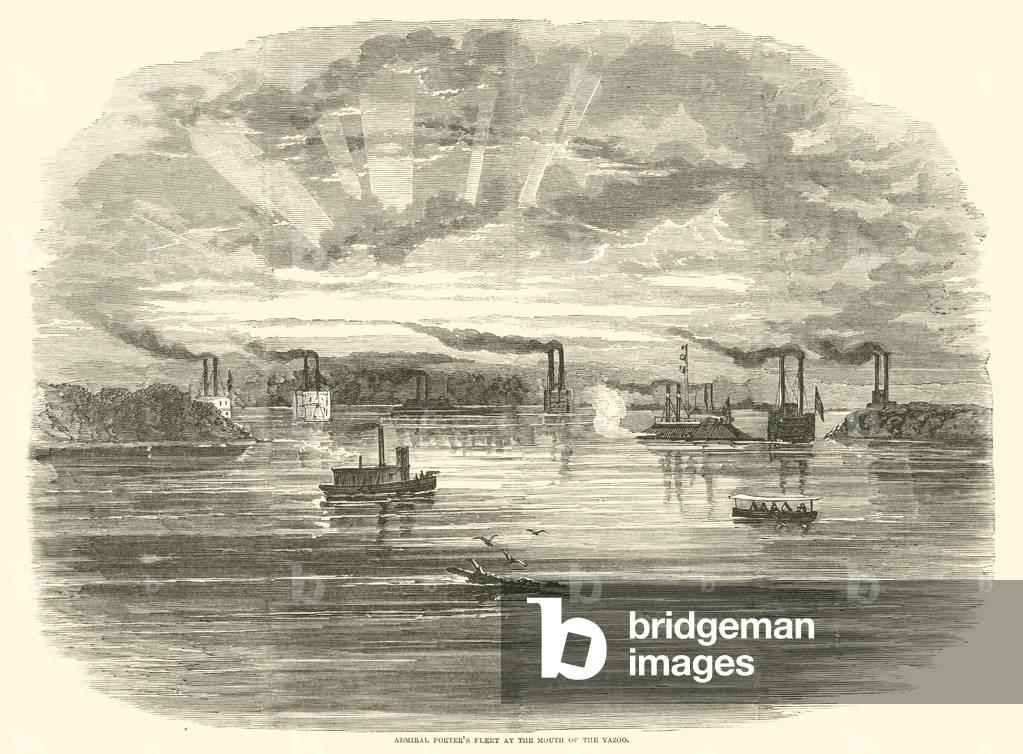 Admiral Porter's fleet at the mouth of the Yazoo, December 1862 (engraving)