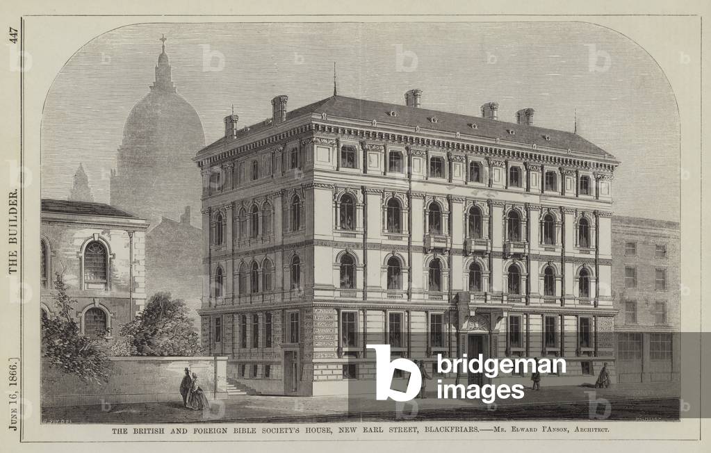 The British and Foreign Bible Society's House, New Earl Street, Blackfriars, Mr Edward I'Anson, Architect (engraving)