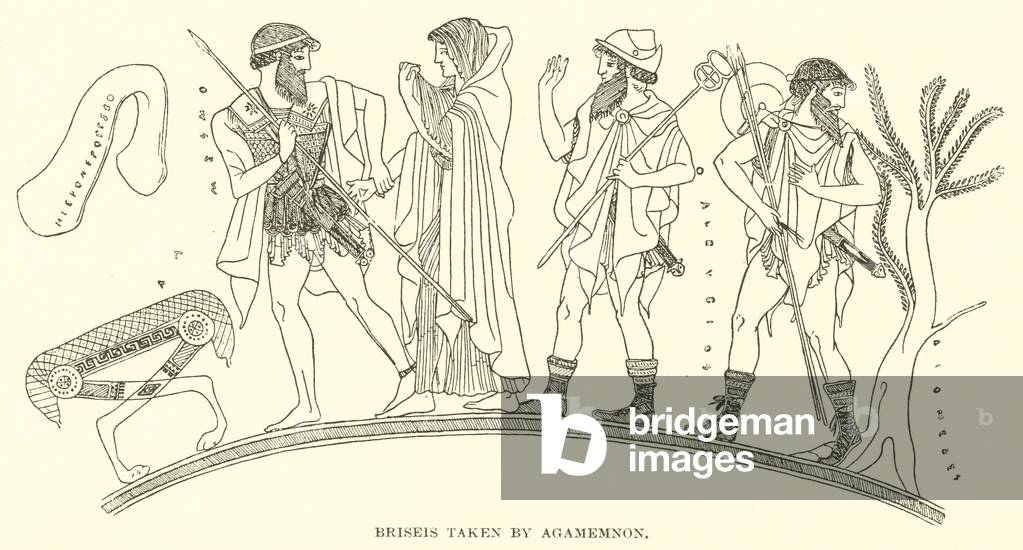 Briseis taken by Agamemnon (engraving)