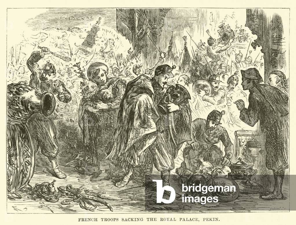 French troops sacking the Royal Palace, Pekin (engraving)