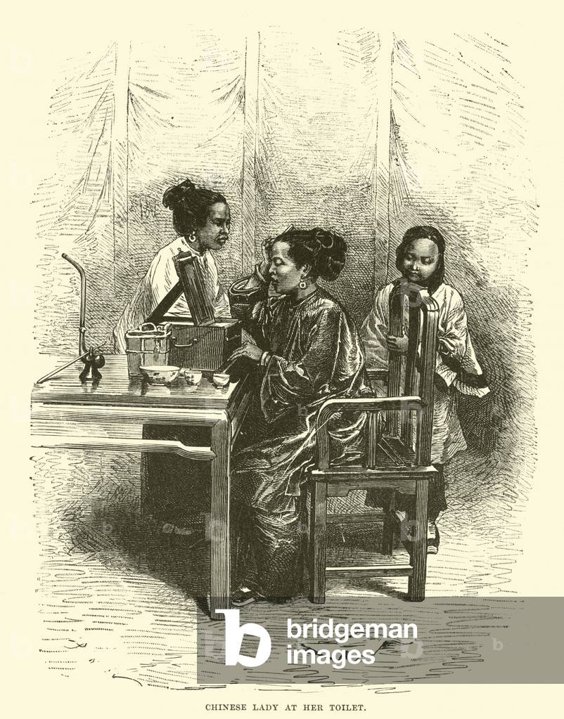 Chinese lady at her toilet (engraving)