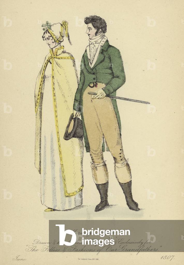 Morning Dress for Ladies and Gentlemen (coloured engraving)