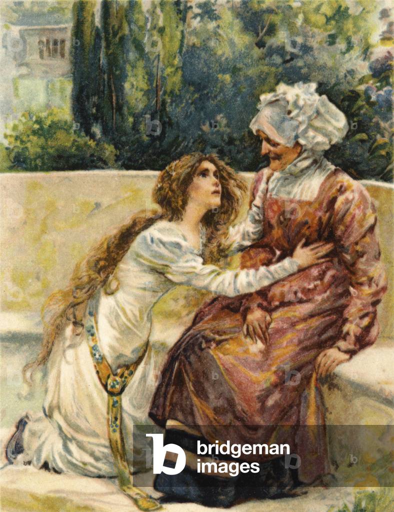 Juliet and the Nurse (colour litho)