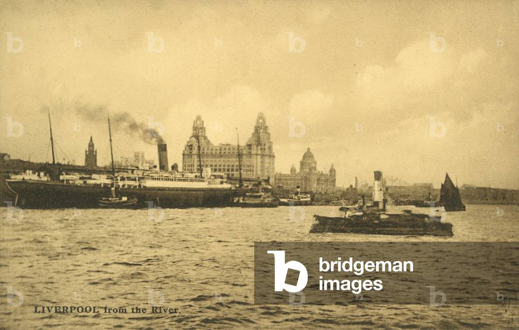 Liverpool from the river (b/w photo)