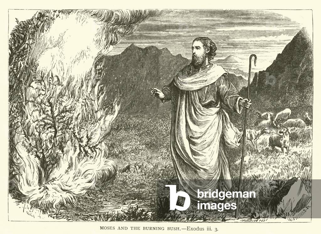 Moses and the burning Bush, Exodus, iii, 3 (engraving)