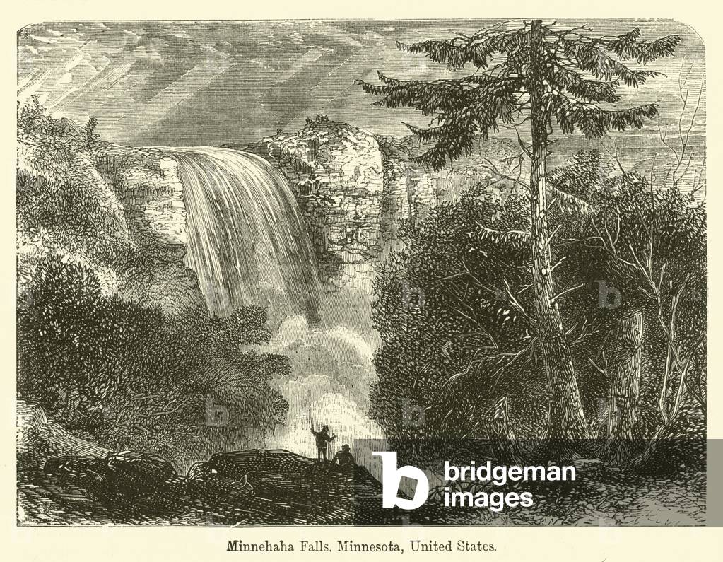 Minnehaha Falls, Minnesota, United States (engraving)