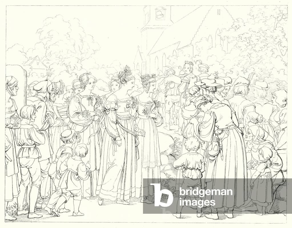 Illustration for Schiller's Lied von der Glocke, or The Song Of The Bell (engraving)