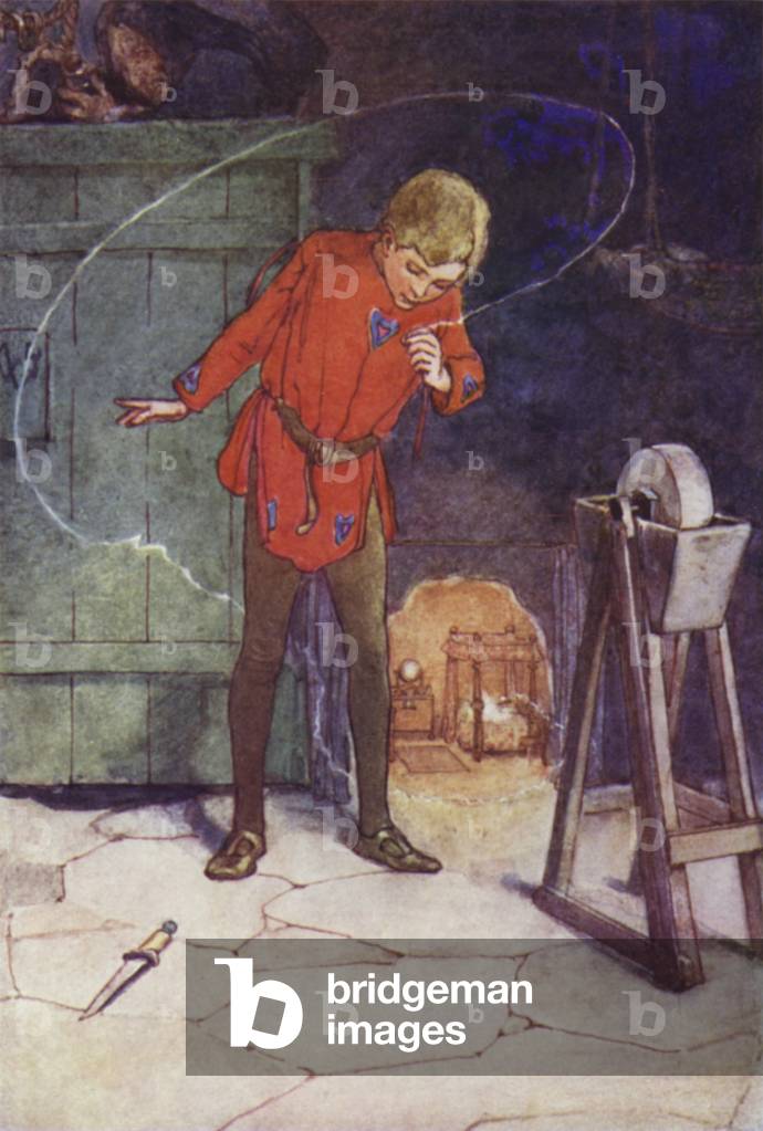 He perceived Tinker Bell in his Glass (colour litho)