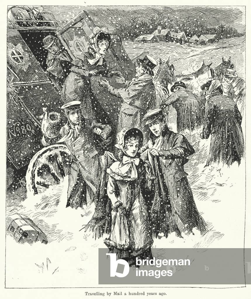 Travelling by Mail a hundred years ago (engraving)