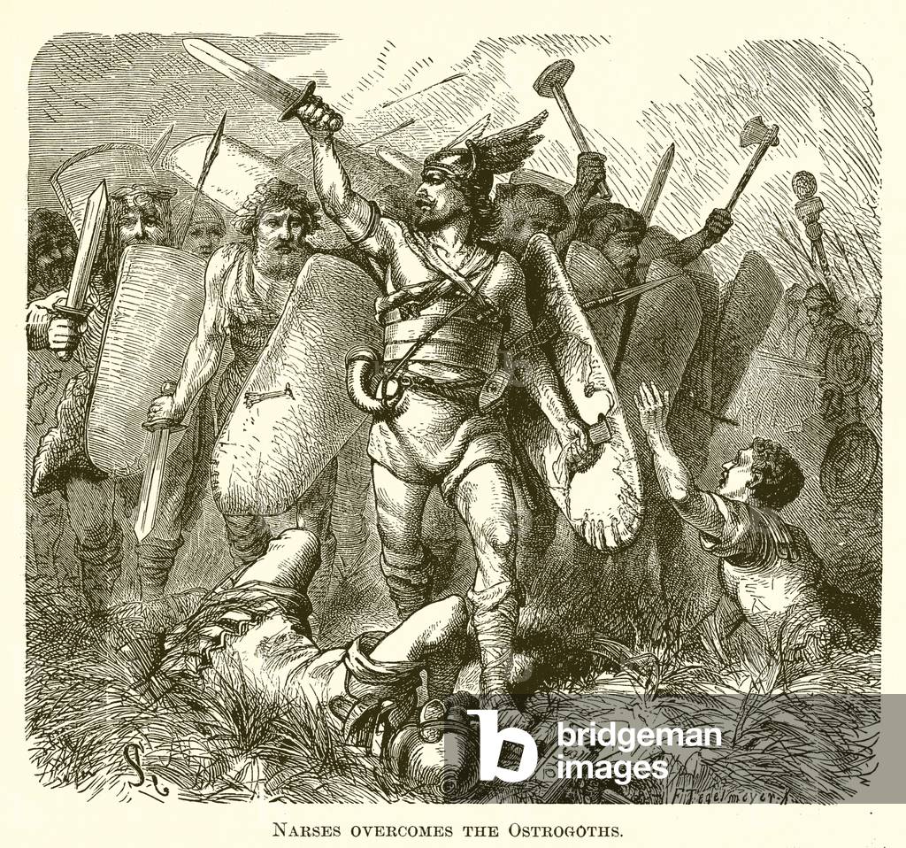 Narses overcomes the Ostrogoths (engraving)
