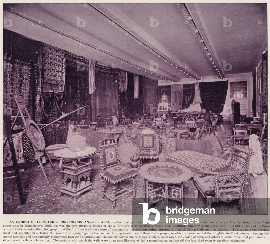 Chicago World's Fair, 1893: An Exhibit of Furniture from Hindostan (b/w photo)