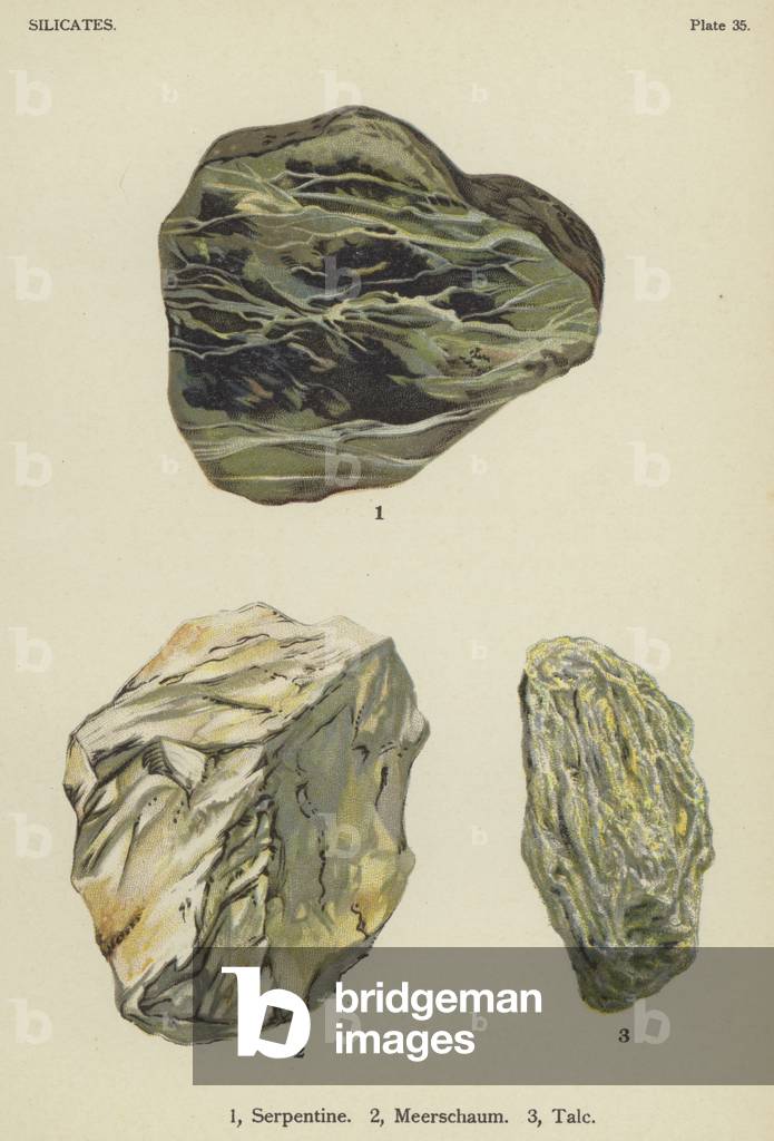 Silicates, serpentine, meerschaum, talc (colour litho)