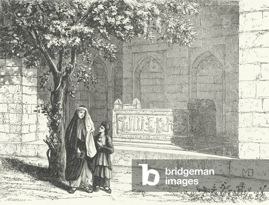 Tomb of the Persian poet Saadi in the Iranian city of Shiraz (engraving)