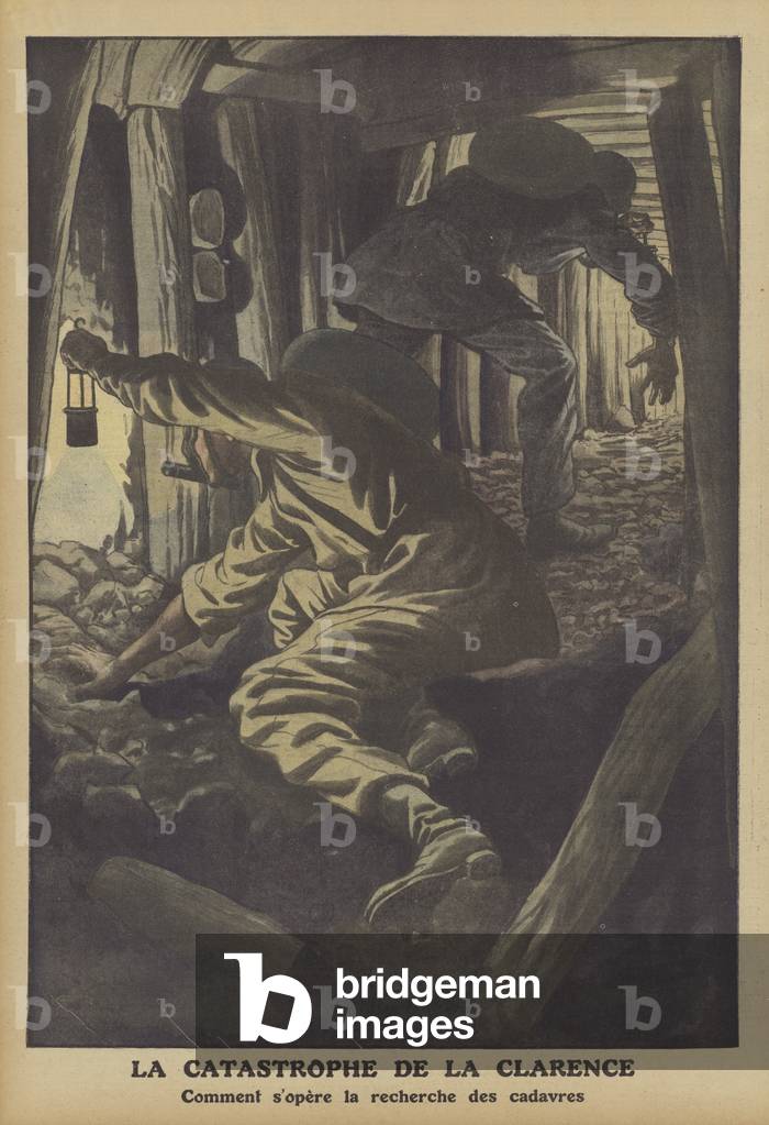 The La Clarence mining disaster, France (colour litho)