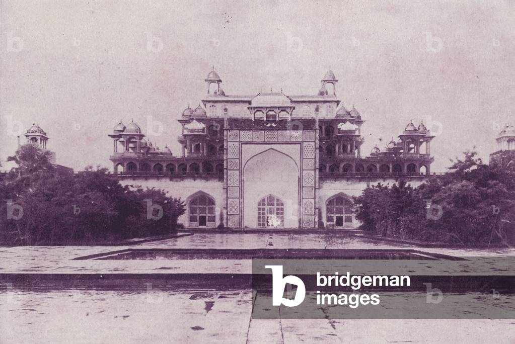 Akbar's Tomb, Agra (b/w photo)