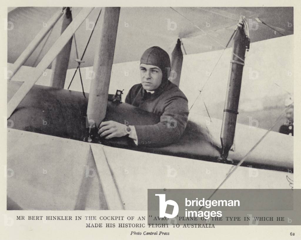 Mr Bert Hinkler in the cockpit of an 