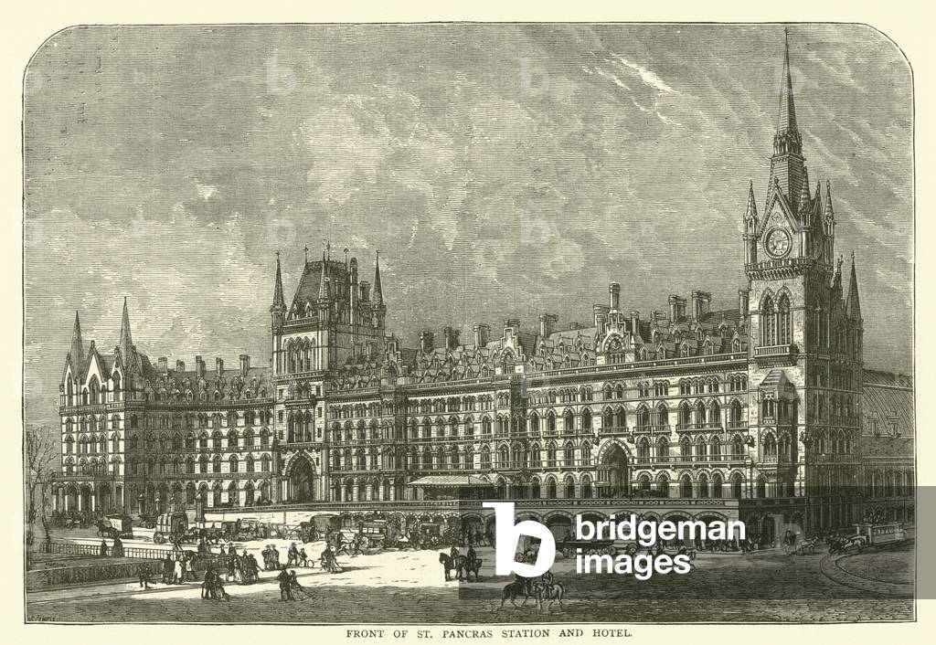 Front of St Pancras Station and Hotel (engraving)