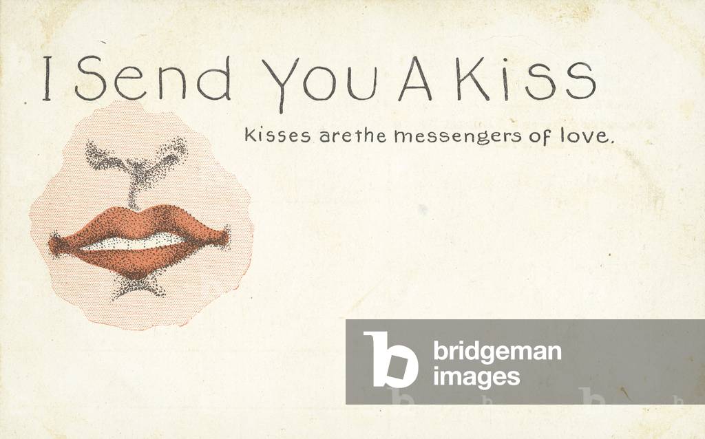 I Send You A Kiss, Kisses Are The Messengers Of Love (colour litho)