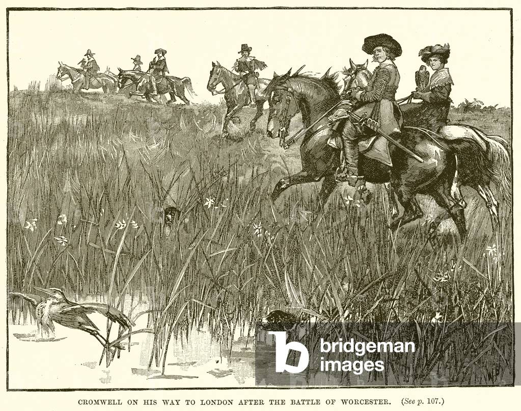 Cromwell on his Way to London after the Battle of Worcester (engraving)
