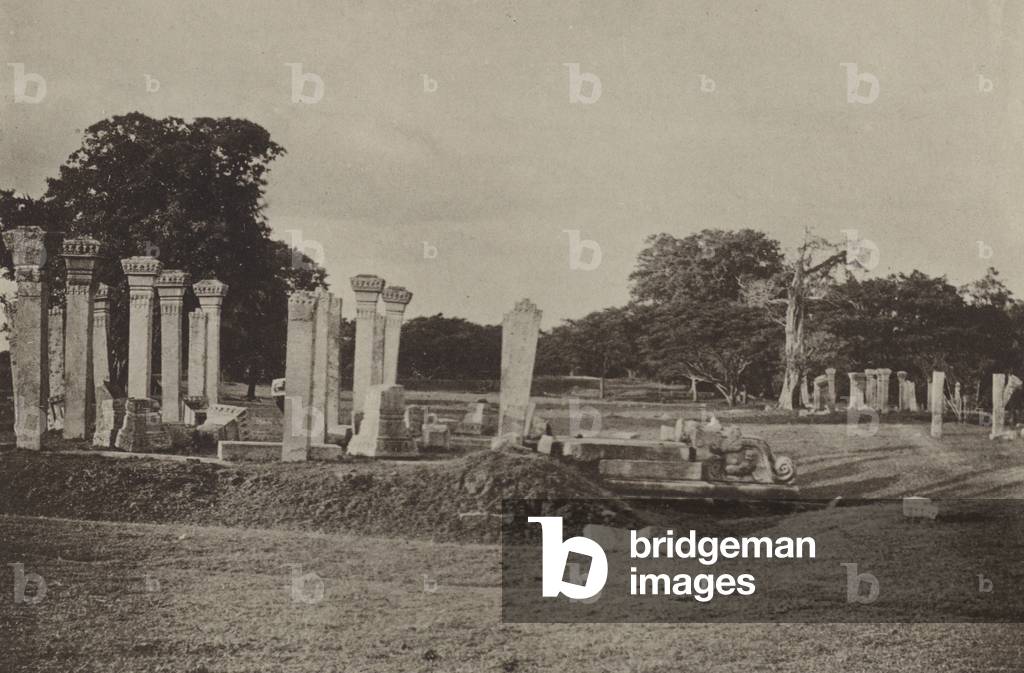 Ruined Cities of Ceylon: Remains Near the Ruanweli Dagaba (b/w photo)
