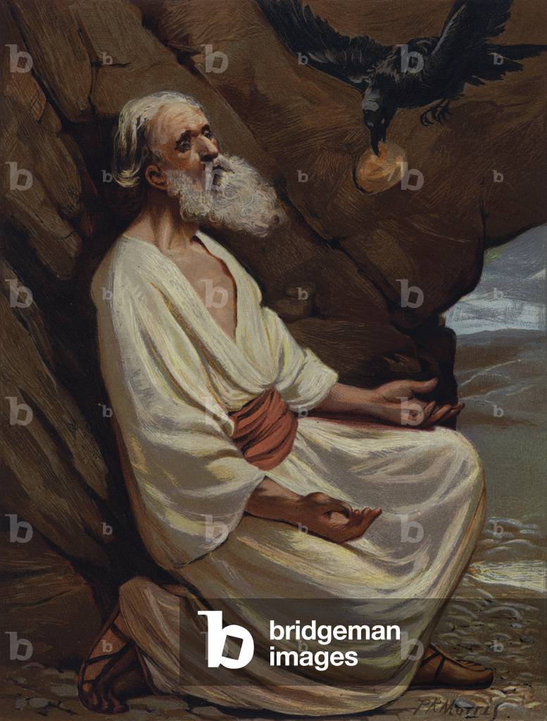Elijah fed by Ravens (chromolitho)