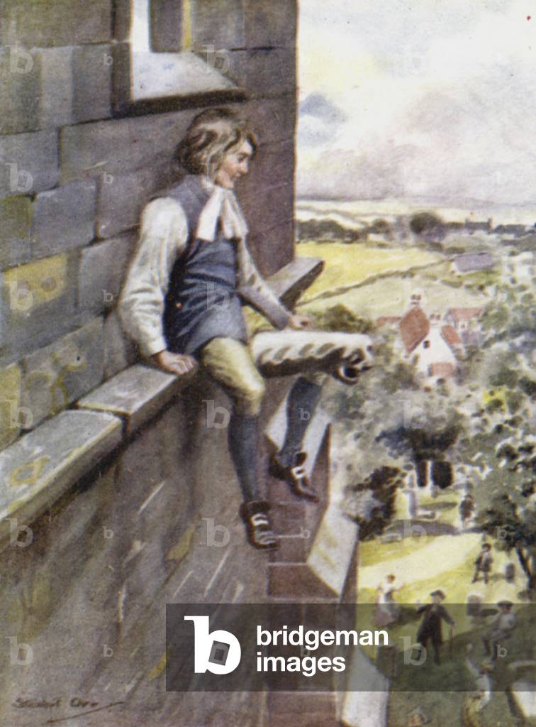 There he sat, perfectly happy and fearless (colour litho)