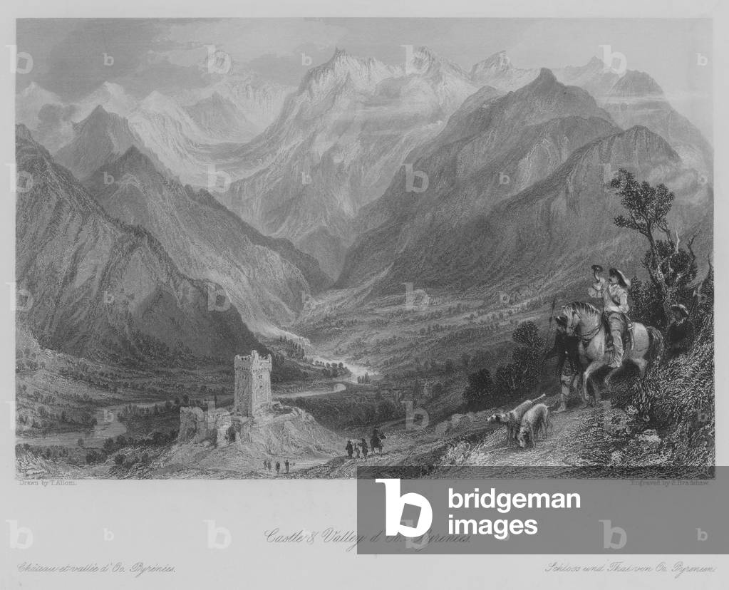 Castle and Valley d'Oo, Pyrenees (engraving)