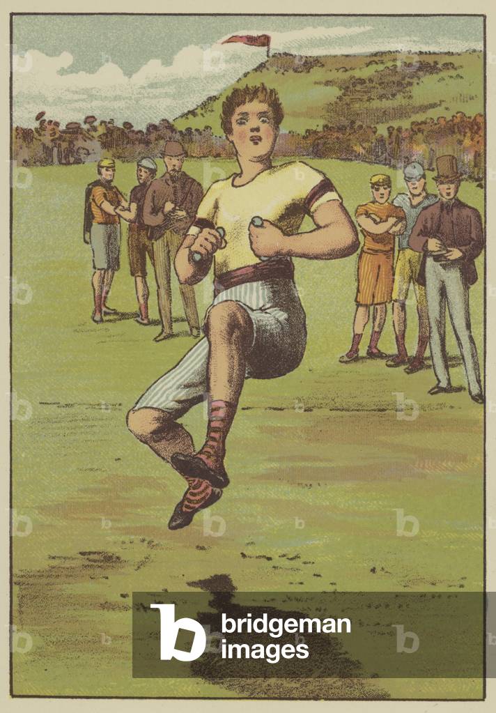 The trial jump (coloured engraving)