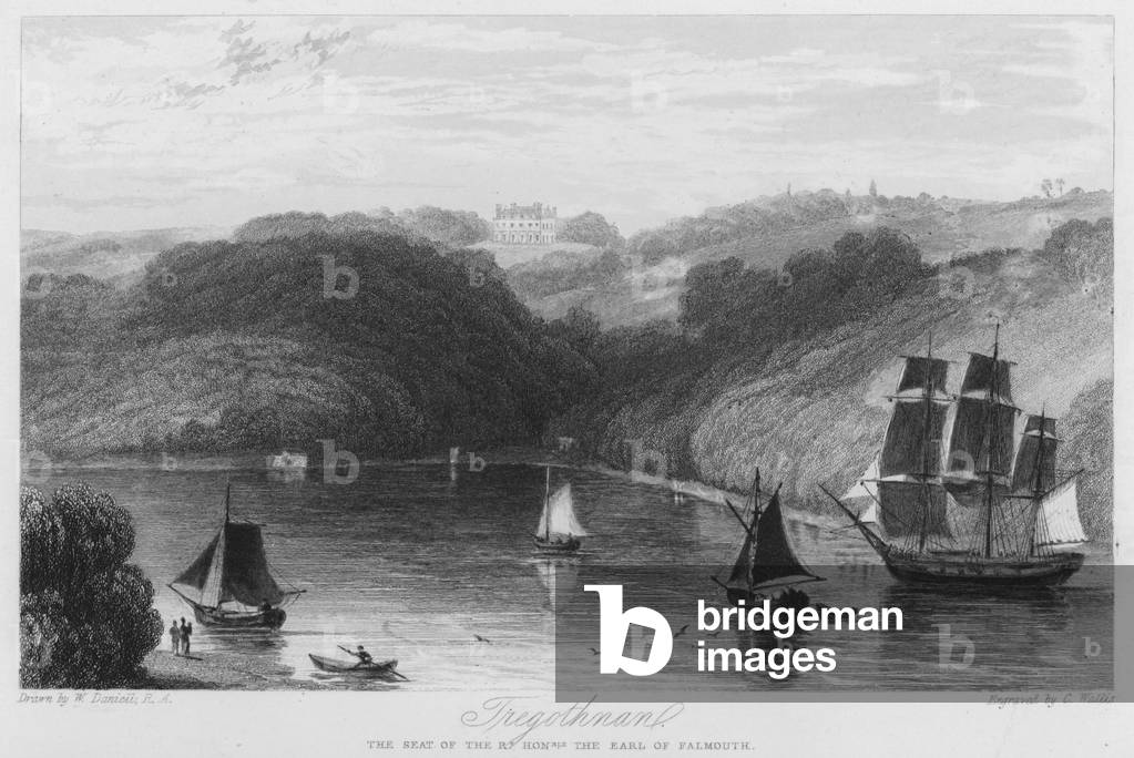 Tregothnan, the seat of the Earl of Falmouth (engraving)