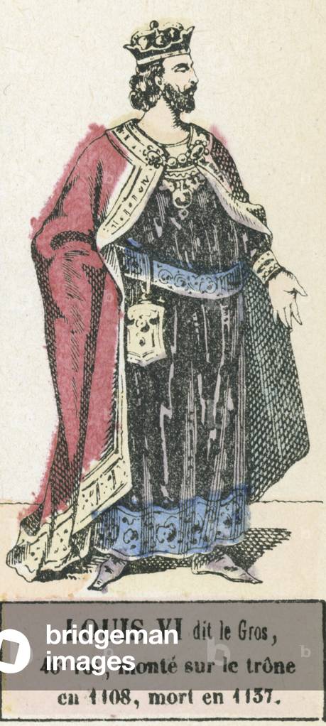 Louis VI dit le Gros, 46e roi, monte sur le trone en 1108, mort en 1137 (coloured engraving)