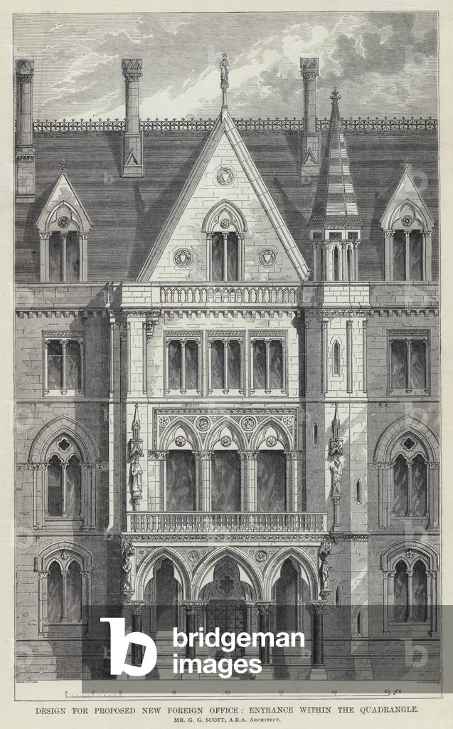 Design for Proposed New Foreign Office, Entrance within the Quadrangle (engraving)